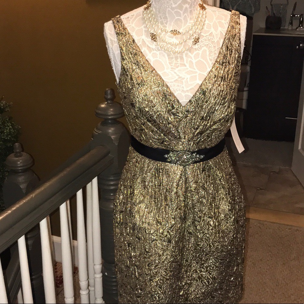 🎉🎉Sale _ AIDAN MATTOX METALLIC COCKTAIL DRESS